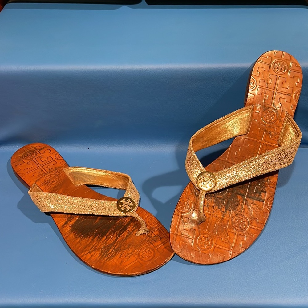 Tory Burch gold metallic sandals